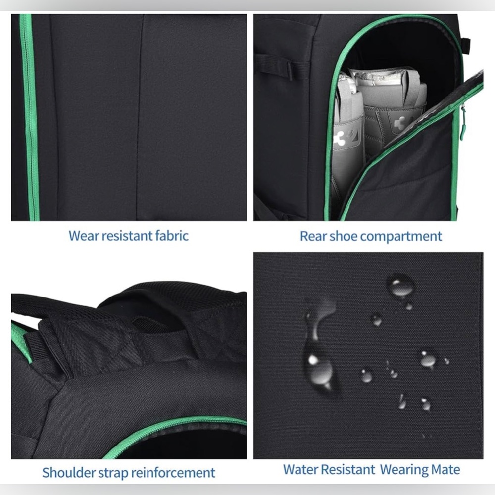 NWT Ski Boot Bag Black Cooler Backpack 50L Waterproof, AVAILABLE IN MULTI COLORS - Picture 5 of 13